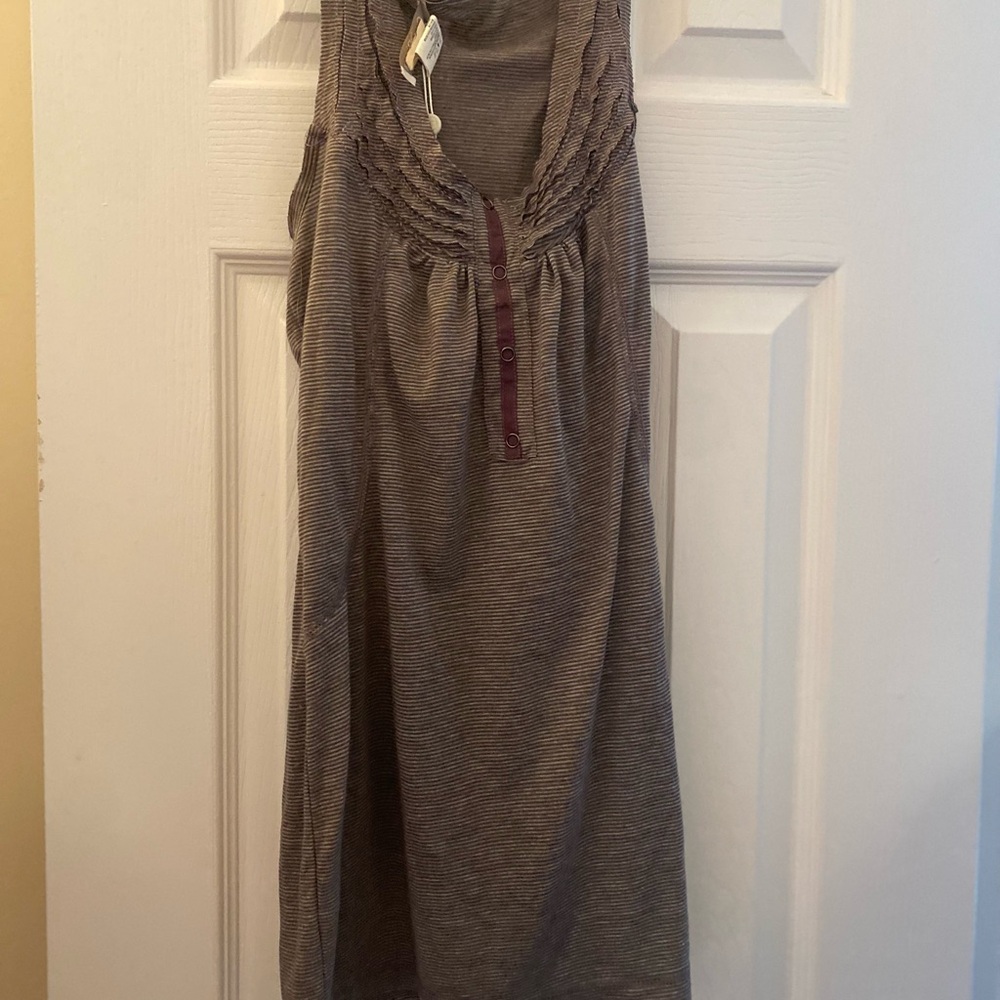 Costa Blanca Brown Striped Tank Top with Purple Accents